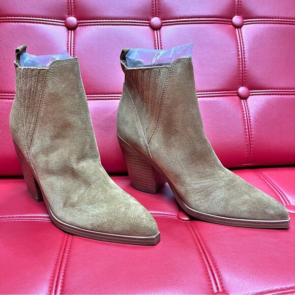 Marc Fisher Gadri Larice Tan Suede Leather Block Heeled Bootie Sz: 8M or 9M NWOB - Picture 5 of 14